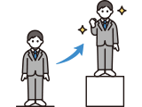 ステップアップした男性のイラスト