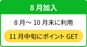 【8月加入】8月~10月末に利用→11月中旬にポイントGET