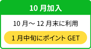 【10月加入】10月~12月末に利用→1月中旬にポイントGET